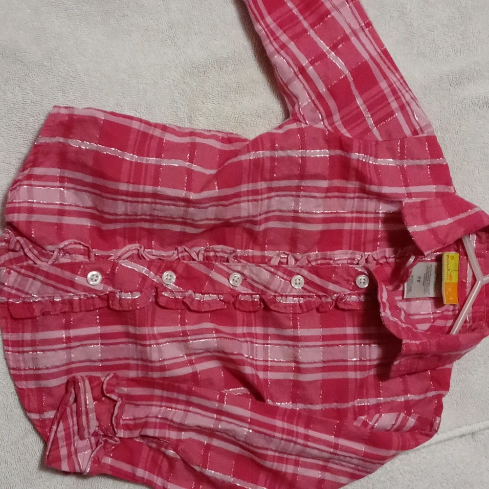 Pink plaid button up shirt